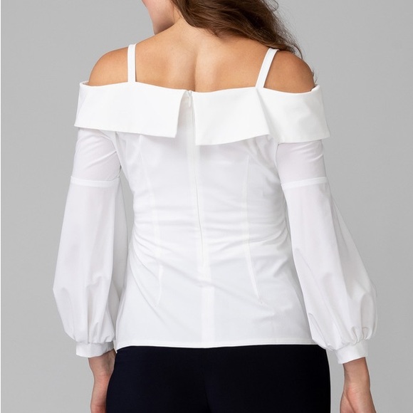 Joseph Ribkoff White Off-the-Shoulder Blouse - Picture 10 of 10